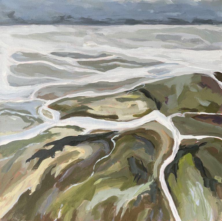 Aerial view of the glacier valley.